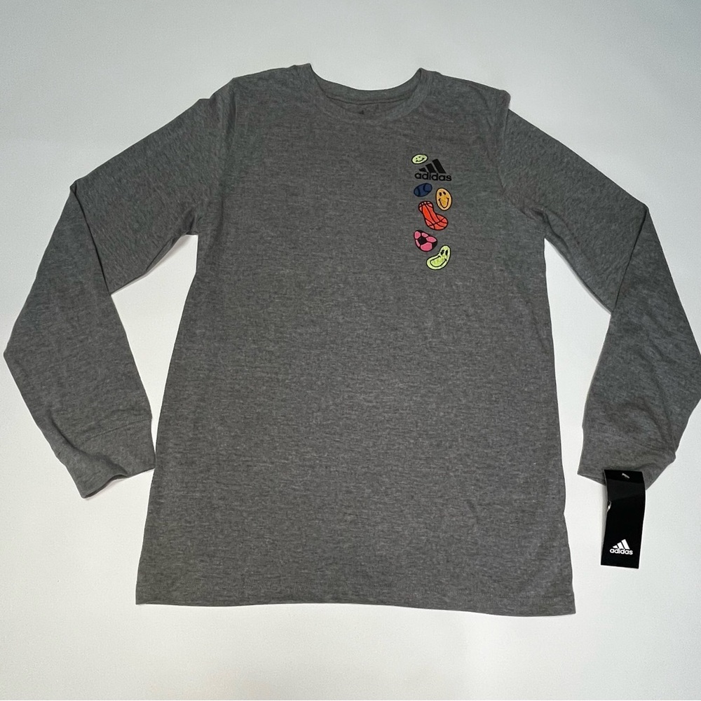 NWT Adidas Kids L (14/16) Heather Gray Crewneck Tee